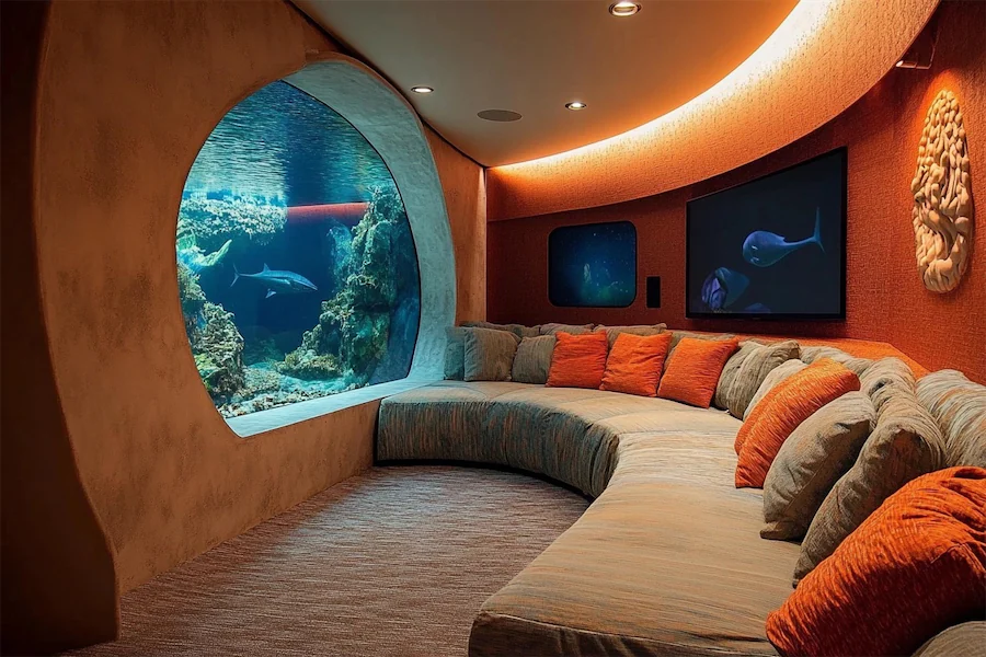 Mediterranean Modern Entertainment Room Cover