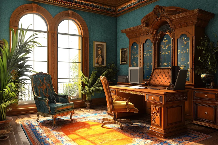 Mediterranean Revival Office Room Cover