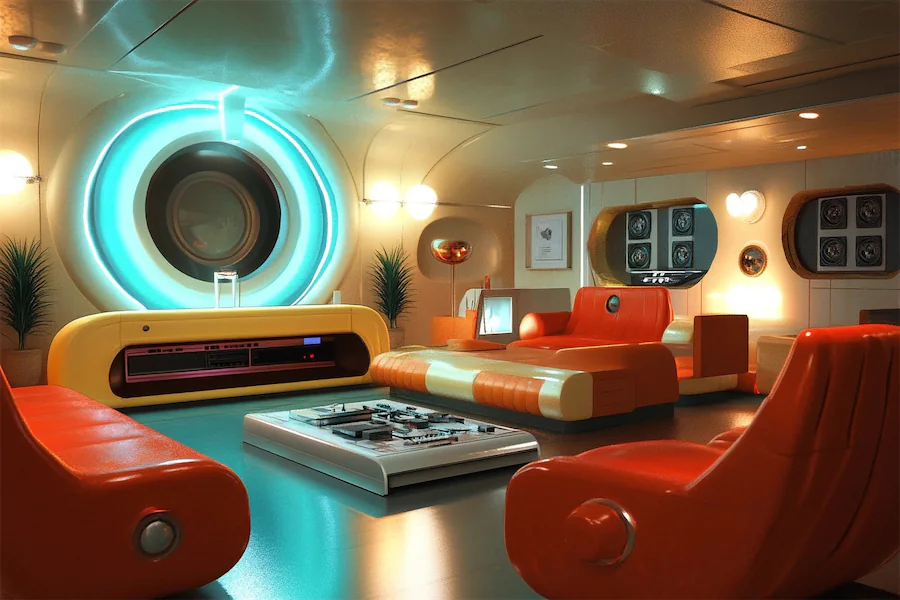 Retro Futuristic Entertainment Room Cover