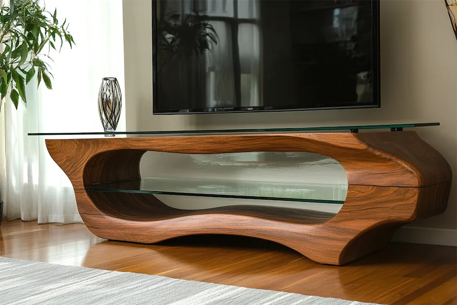 TV Stand With Glass Top Cover